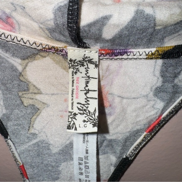 Free People Black Floral Sure Please Racerback Bodysuit Size L - Picture 9 of 14